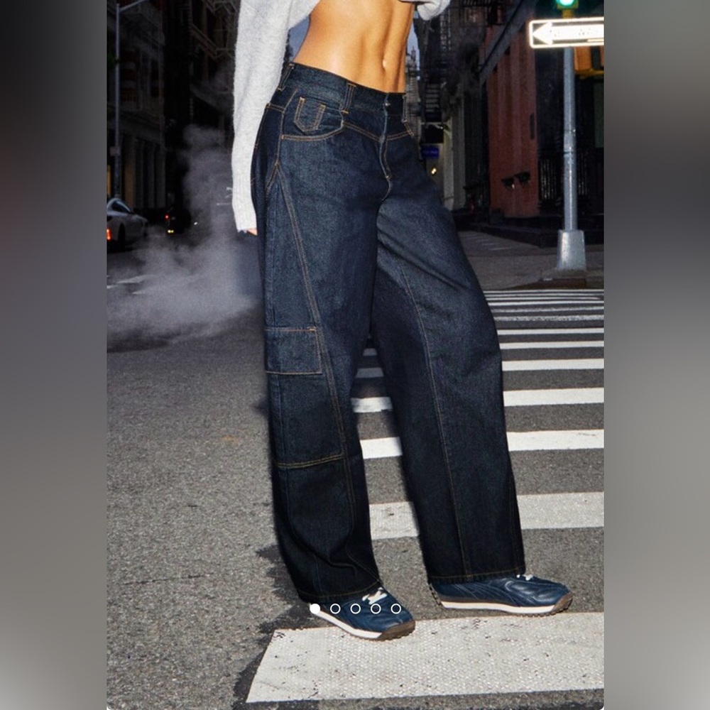 Garage Low Rise Baggy Cargo Jeans - Elana Blue - Size 00